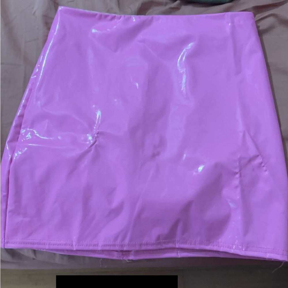 Pink pleather mini skirt. NWOT